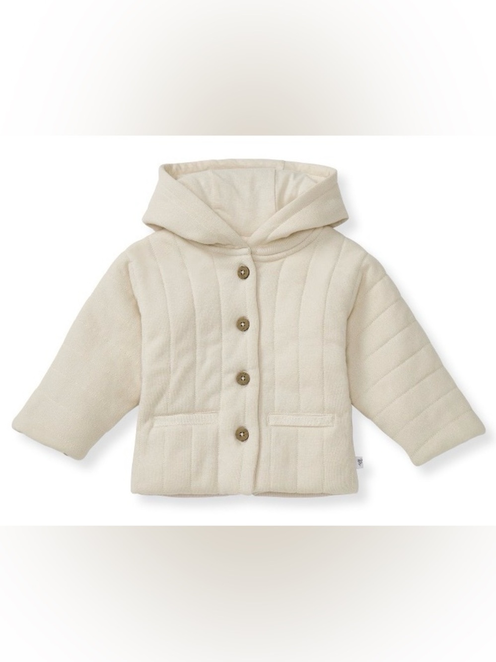 Burt’s Bees Oat Quilted Hooded Button Jacket